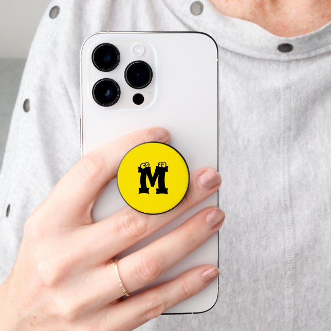 Yellow Funny Letters Text  PopSocket (Hand)