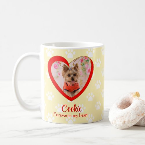 Yellow Furever In My Heart Paw Print Pet Photo Coffee Mug