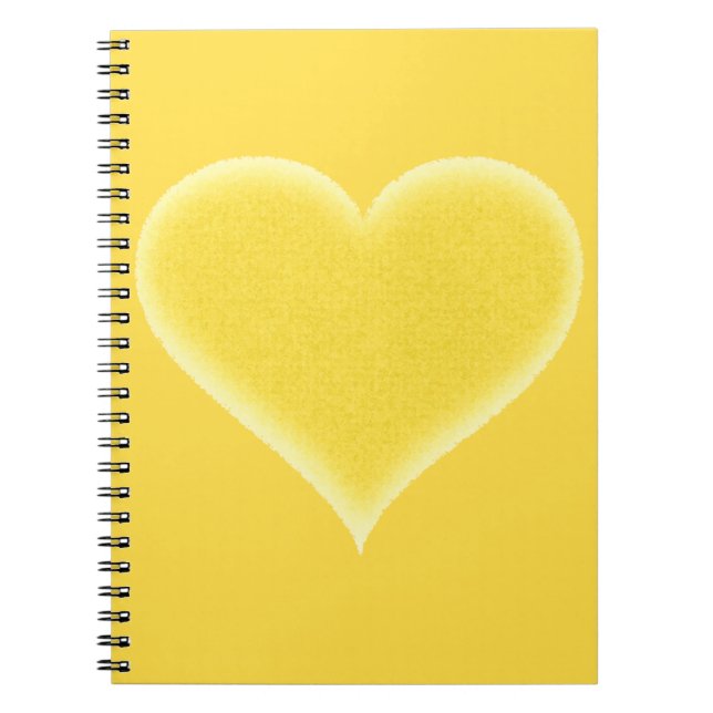 Yellow Fuzzy Heart Customizable Notebook (Front)