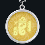 Yellow Ganesha Sterling SIlver Necklace<br><div class="desc">Beautiful  Ganesha Design Sterling Silver Necklace.  Great as a wedding favor,  wedding gift,  birthday gift or holiday gift.  Change the background color if desired.  You can add text/color of your name.</div>