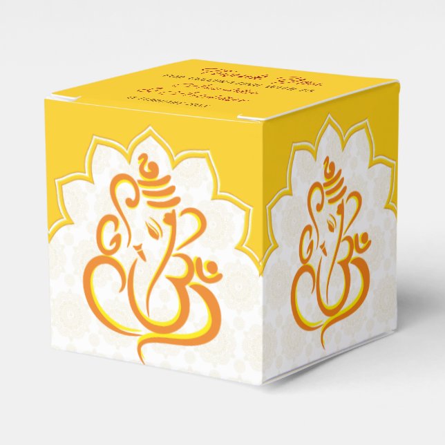 Yellow Ganesha with mandala background  Favor Boxes (Front Side)