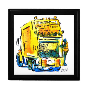 Yellow Garbage Truck / Artist Larry Lerew Gift Box