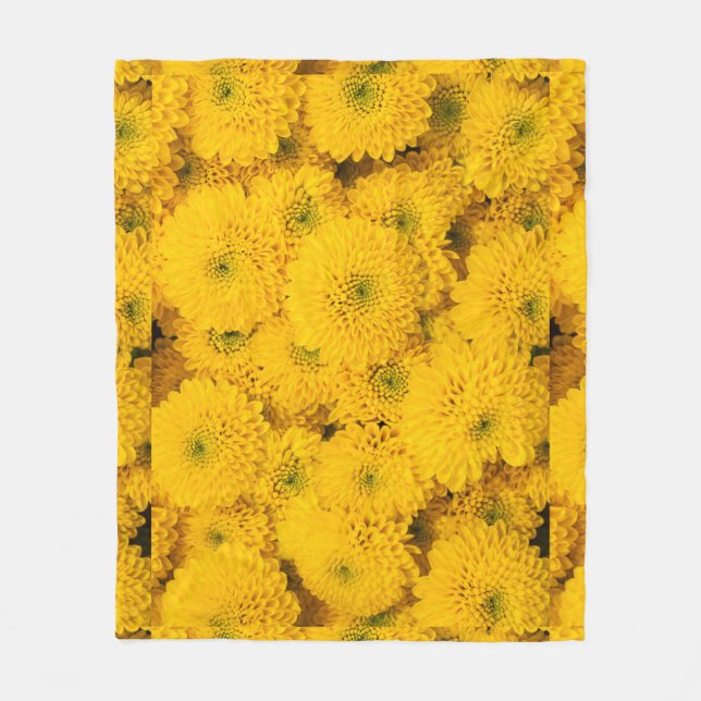 Yellow garden asters mums chrysanthemums flower  fleece blanket (Front)