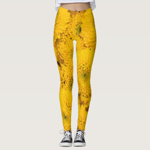 Yellow garden asters Perfect color summer flower Leggings