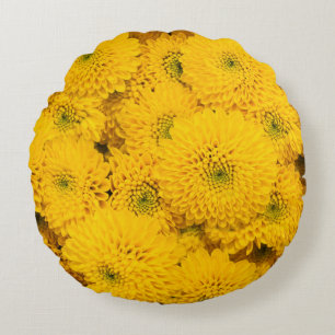Yellow garden asters Perfect color summer flower  Round Pillow