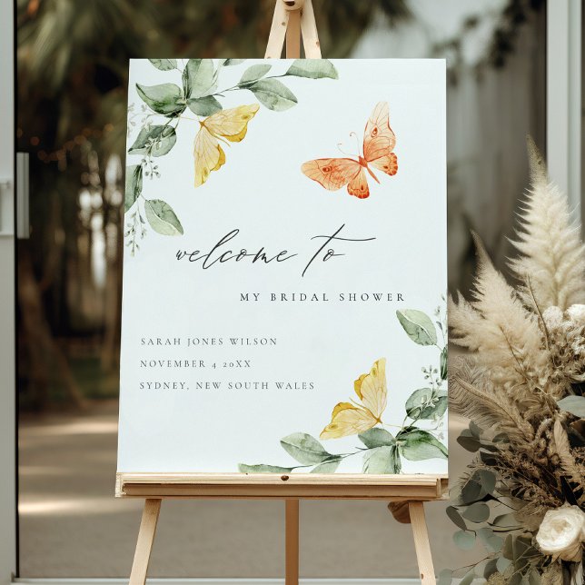 Yellow Garden Fauna Butterfly Baby Shower Welcome Foam Board (Creator Uploaded)