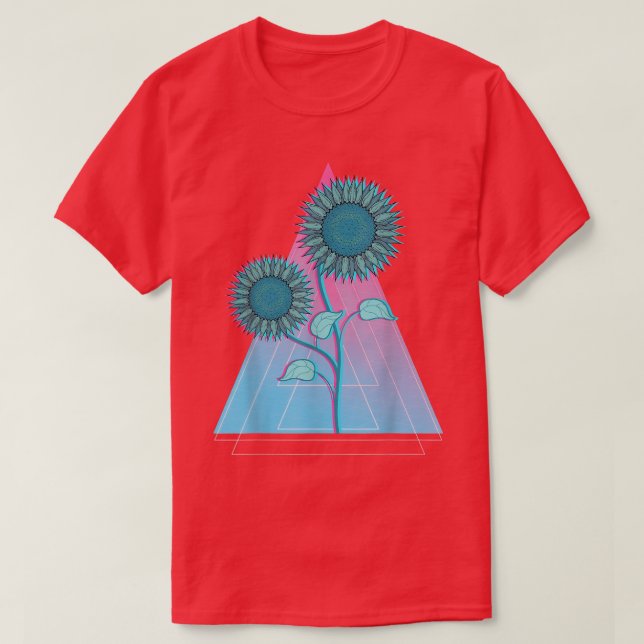 Yellow Garden Flower Synthwave Floral Vaporwave Su T-Shirt (Design Front)