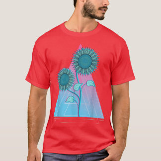 Yellow Garden Flower Synthwave Floral Vaporwave Su T-Shirt