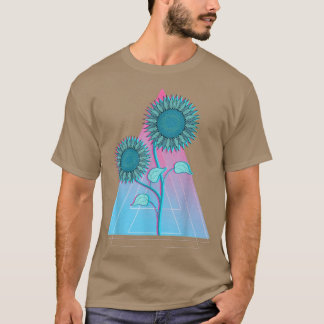 Yellow Garden Flower Synthwave Floral Vaporwave Su T-Shirt