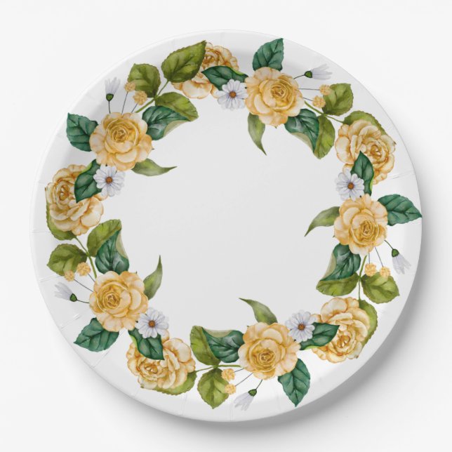 Yellow Garden Party  Paper Plates (Front)