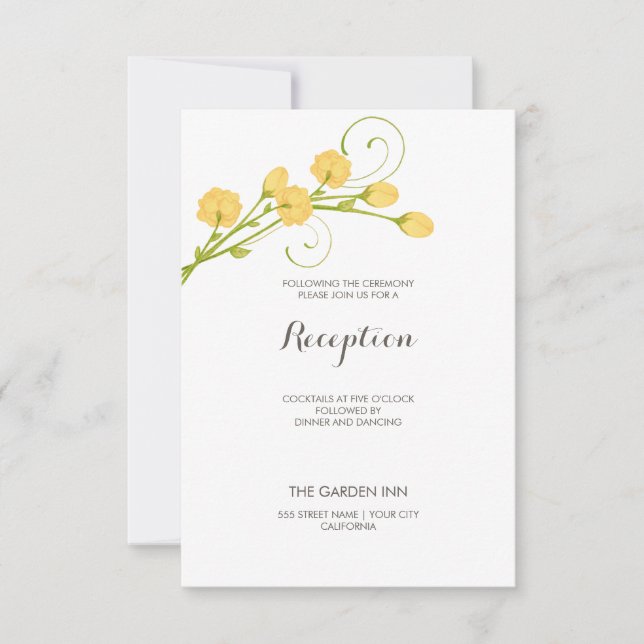 Yellow Garden Roses - Reception Card (Front)