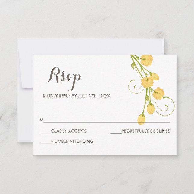 Yellow Garden Roses - RSVP Card (Front)