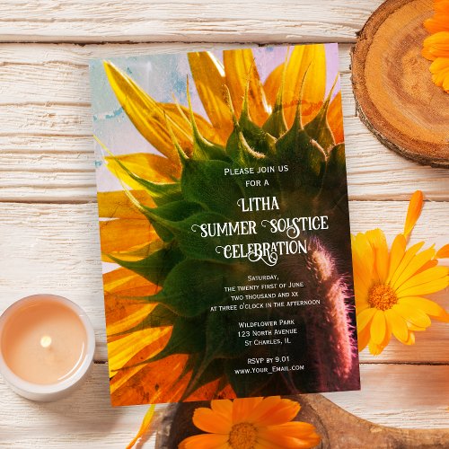 Yellow Garden Sunflower Litha Summer Solstice Invitation