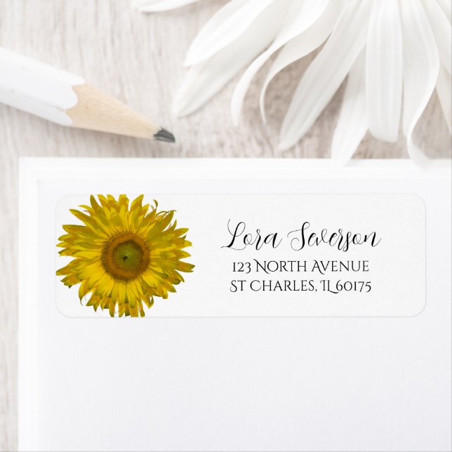 Yellow Garden Sunflower Return Address Label (Insitu)