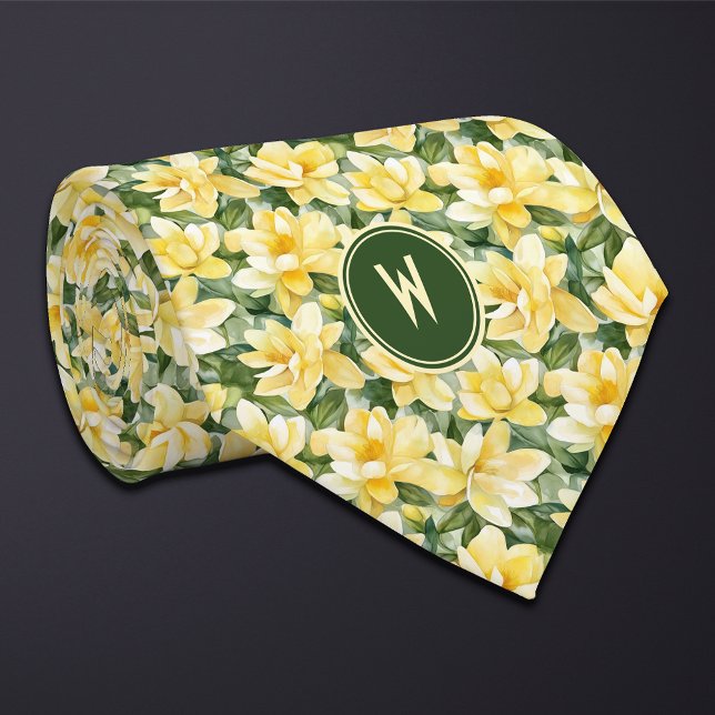 Yellow Gardenias Floral  Neck Tie (Creator Uploaded)