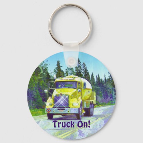 Yellow Gas Truck Drivers Truckin Key_Chains Keychain