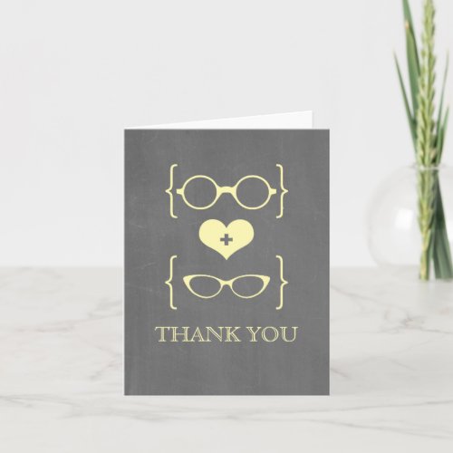 Yellow Geeky Glasses Chalkboard Thank You Card