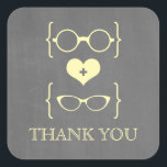 Yellow Geeky Glasses Chalkboard Thank You Stickers<br><div class="desc">Quirky and chic Geeky Glasses Chalkboard Thank You Stickers in yellow featuring a cute heart flanked by two pairs of nerdy eyeglasses, a manly pair and a girly pair representing the groom and bride on a chalkboard look background. These offbeat thank you stickers are perfect for your geek wedding! Easy...</div>