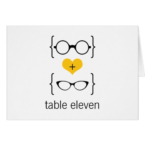 Yellow Geeky Glasses Table Number Card