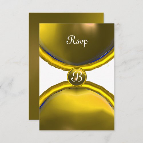 YELLOW GEM GOLD MAGIC RINGS MONOGRAM rsvp Invitation