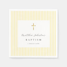 Yellow Gender Neutral Baptism Paper Napkins