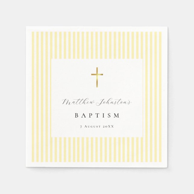 Yellow Gender Neutral Baptism Paper Napkins (Front)