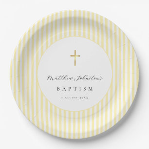 Yellow Gender Neutral Baptism Paper  Plates
