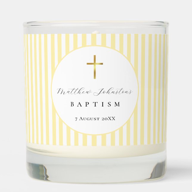 Yellow Gender Neutral Baptism  Scented Candle (Front)