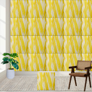 Yellow Geometric Diamond Pattern Ceramic Tile