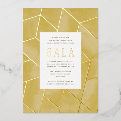 Yellow Geometric Gala Gold Foil Invitation