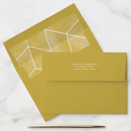 Yellow Geometric Gala Return Address Envelope