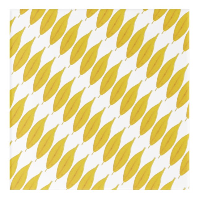Yellow Geometric Leaves Watercolor Hand-painted Acrylic Print (Front)
