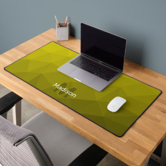 Yellow Geometric Mesh Pattern monogram Desk Mat