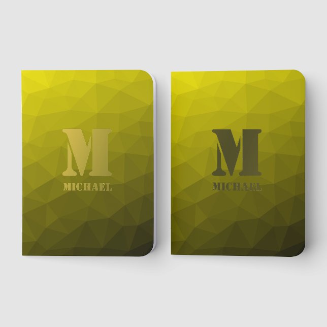 Yellow geometric mesh pattern Monogram Foil Vow Books (Front)