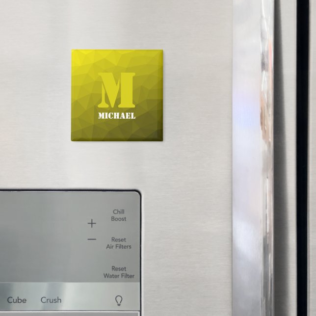 Yellow geometric mesh pattern Monogram Magnet (In Situ (Fridge))