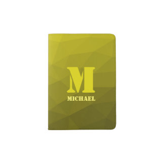 Yellow geometric mesh pattern Monogram Passport Holder