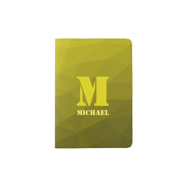 Yellow geometric mesh pattern Monogram Passport Holder (Front)