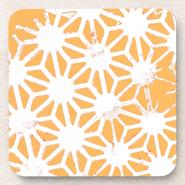 Yellow geometric pattern beverage coaster (Front)