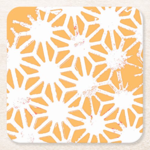 Yellow geometric pattern square paper coaster