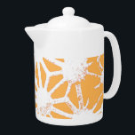 Yellow geometric pattern teapot<br><div class="desc">Yellow and white geometric pattern</div>