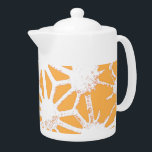 Yellow geometric pattern teapot<br><div class="desc">Yellow and white geometric pattern</div>
