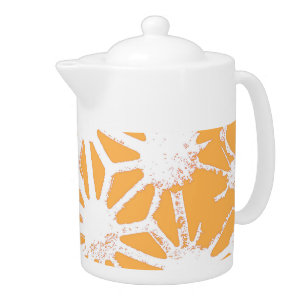Yellow geometric pattern teapot