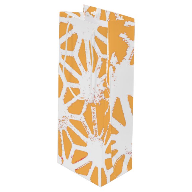 Yellow geometric pattern wine gift bag (Front Angled)
