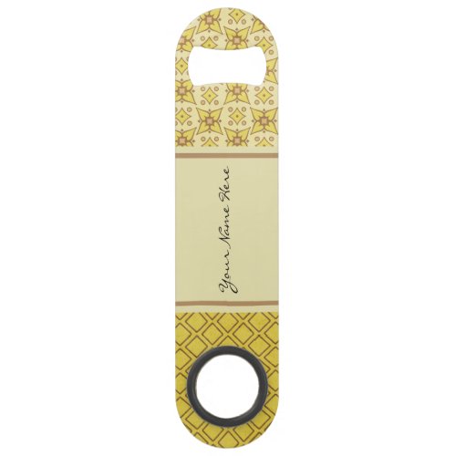 Yellow Geometric Patterns Speed Bottle Opener