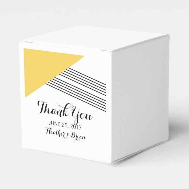 Yellow Geometric Stripe Favor Boxes (Front Side)