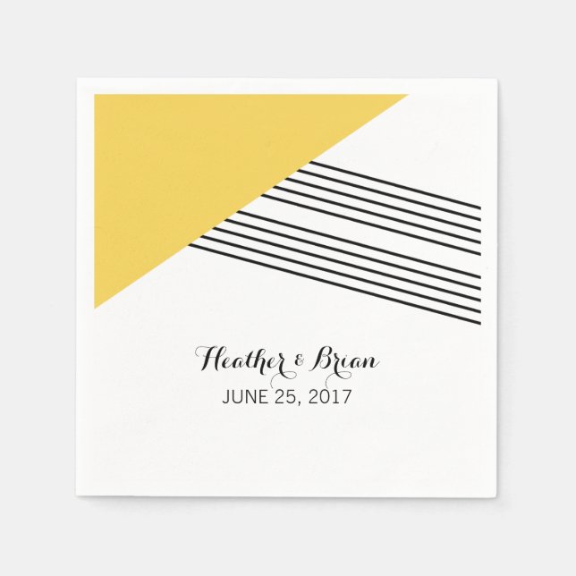 Yellow Geometric Stripe Paper Napkins (Front)