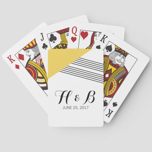 Yellow Geometric Stripe Playing Cards (Back)