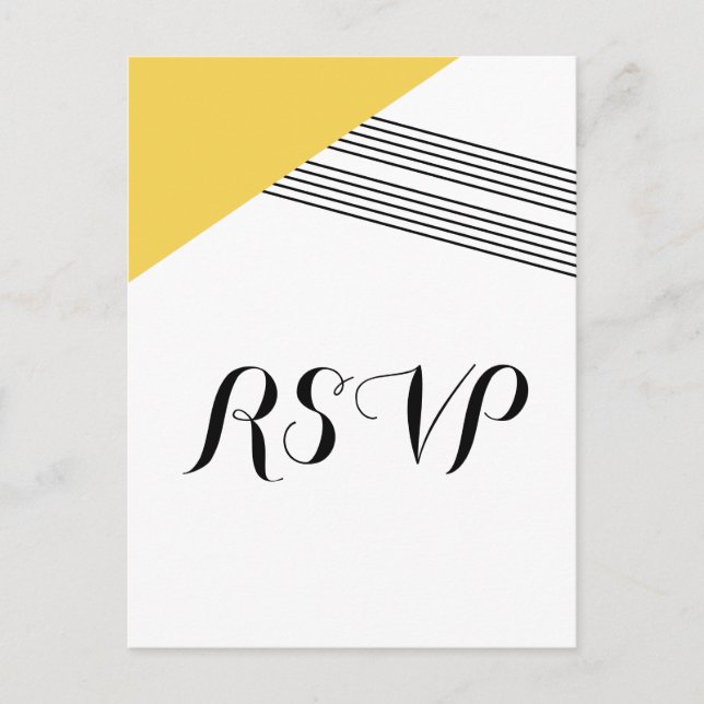 Yellow Geometric Stripe Response Postcard (Front)