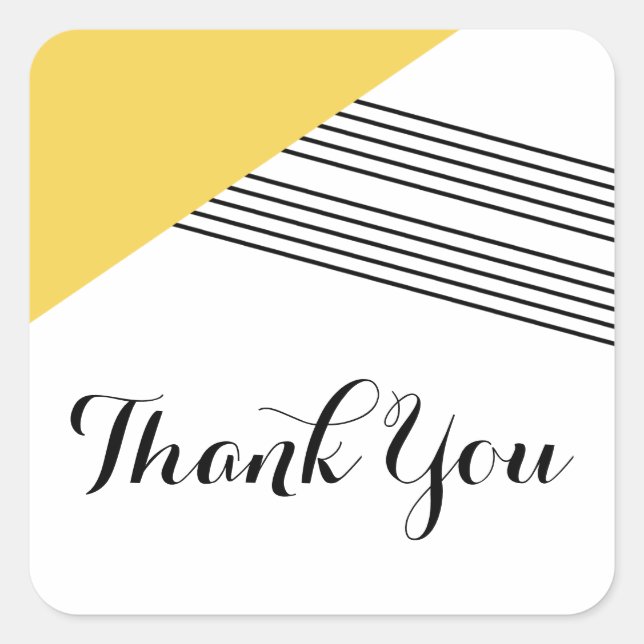 Yellow Geometric Stripe Thank You Stickers (Front)