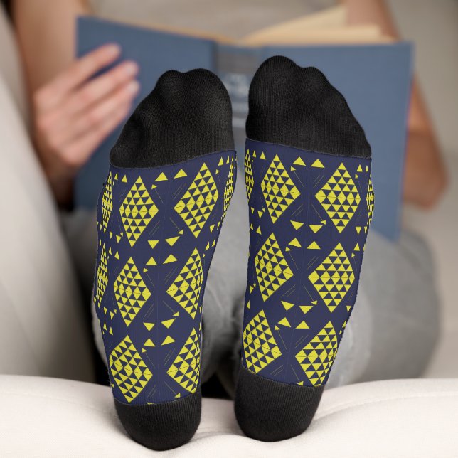 Yellow Geometric Triangles Socks (Bottom)